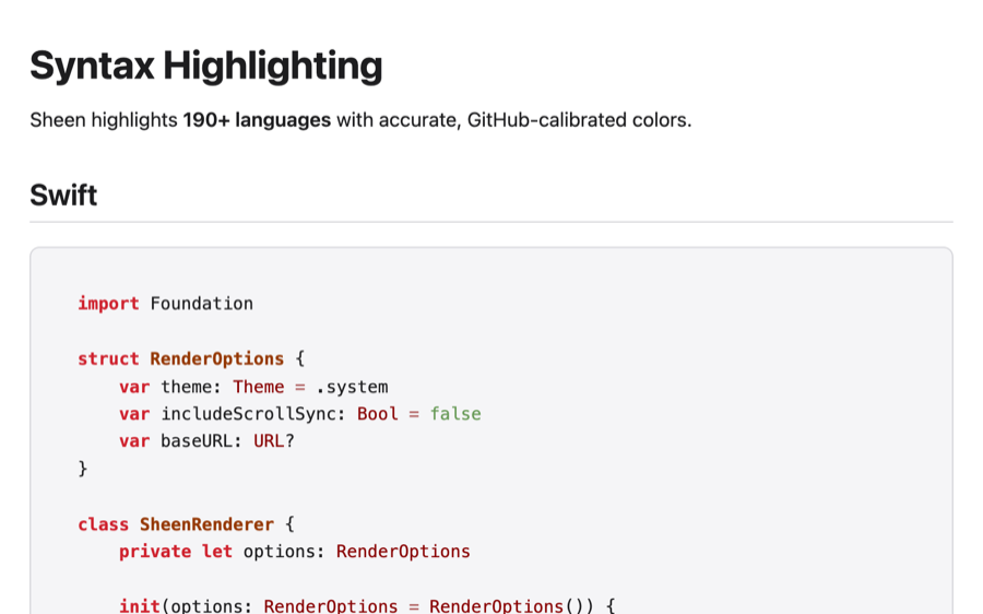 Quick Look: Code blocks with syntax highlighting